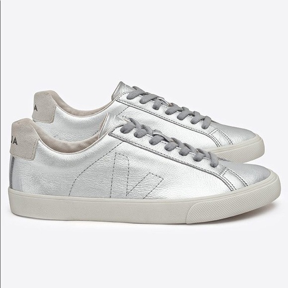 silver leather trainers